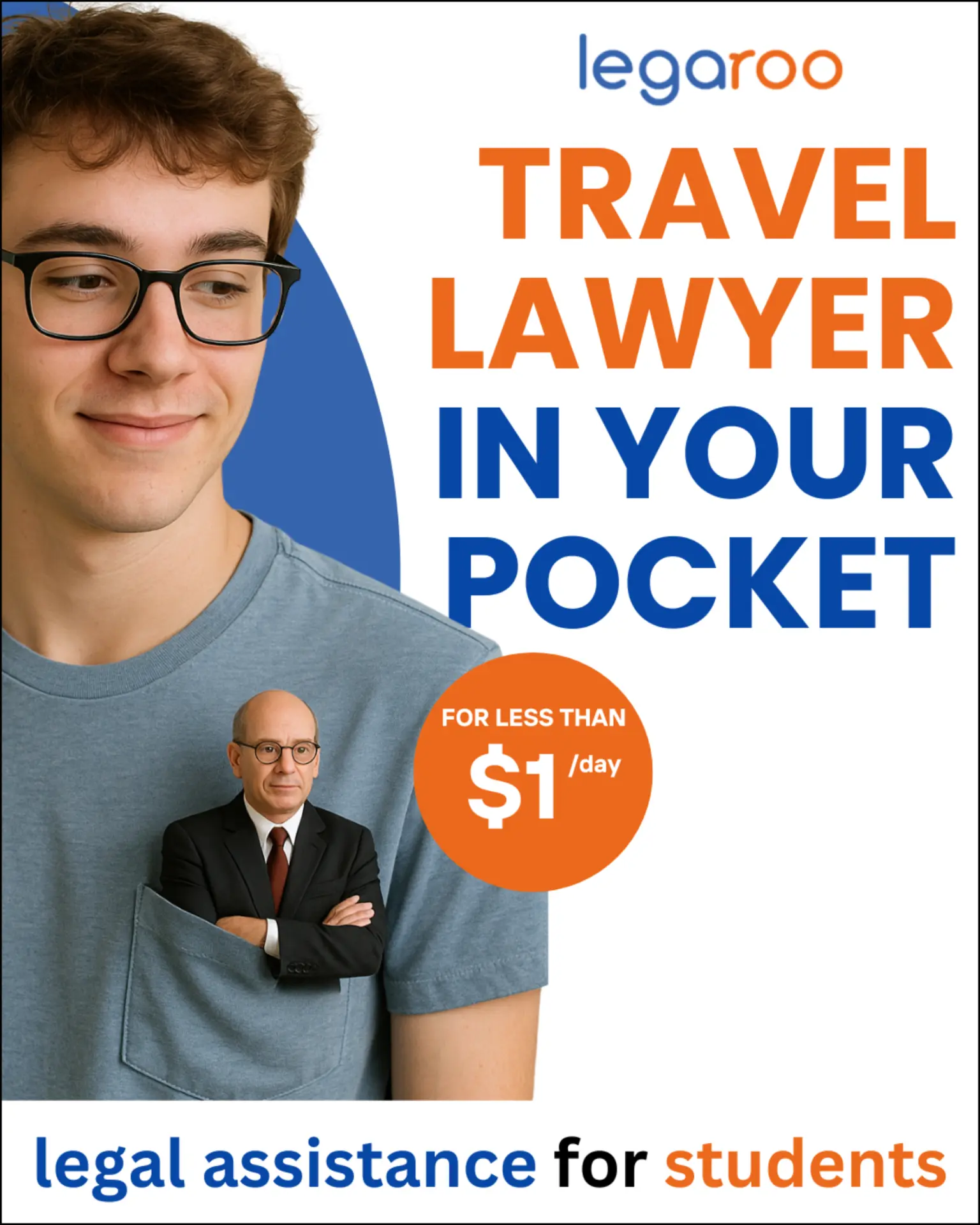 Legaroo travel lawyer for students ad creative